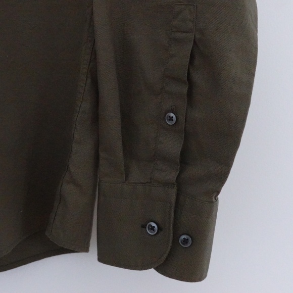 New HUGO BOSS men 100% Cotton Khaki long sleeve shirt size M slim fit - Picture 3 of 8